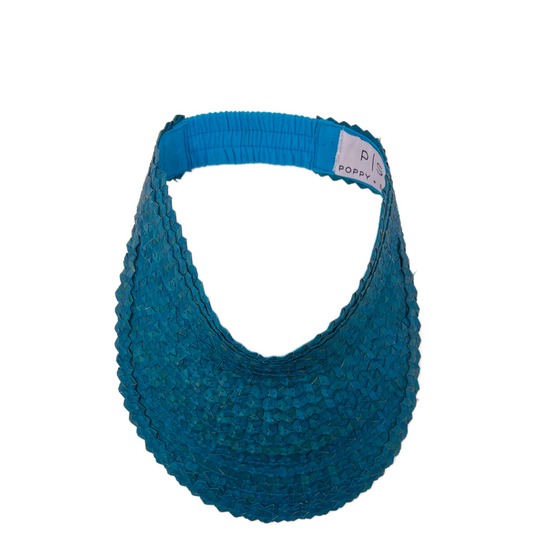 STRAW SUN VISOR - AQUA