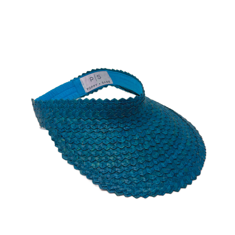 STRAW SUN VISOR - AQUA