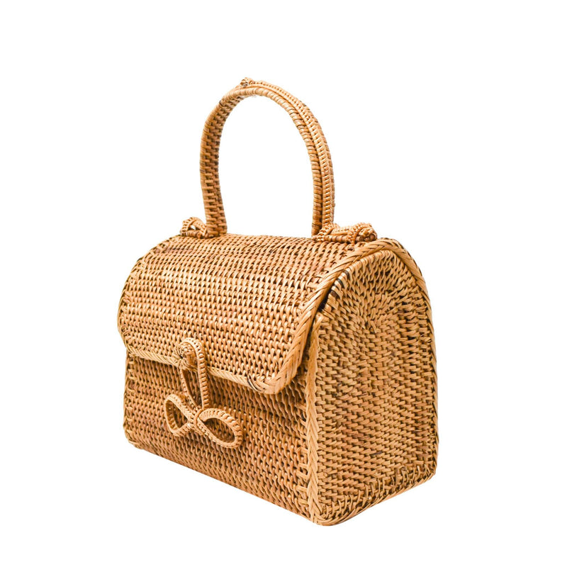 Handwoven Rattan Handbag with Brown Leather Accents - Brown Summer Braids |  NOVICA