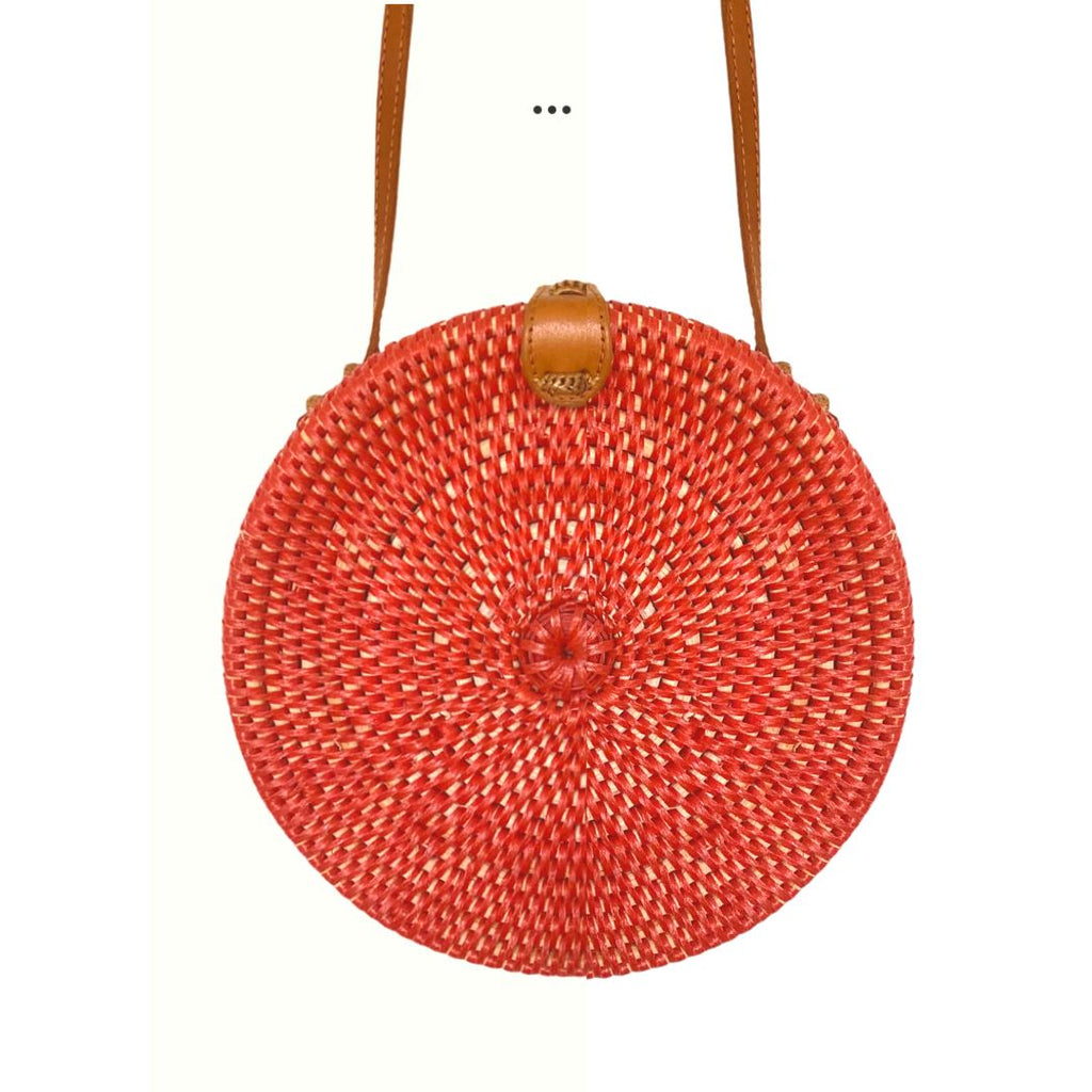 POPPY & SAGE Woven Rattan Circle authentic Crossbody - Camilla